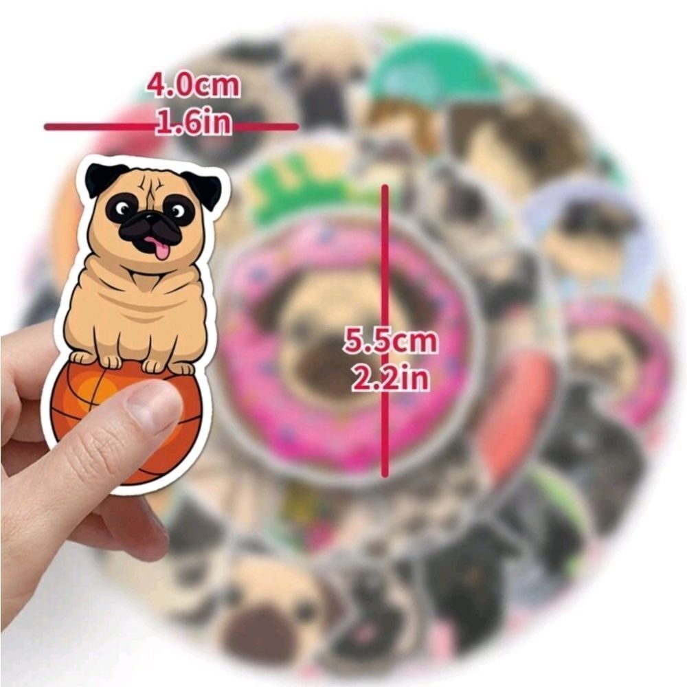 Cartoon Pug Dog Stickers - Picture 4 of 8